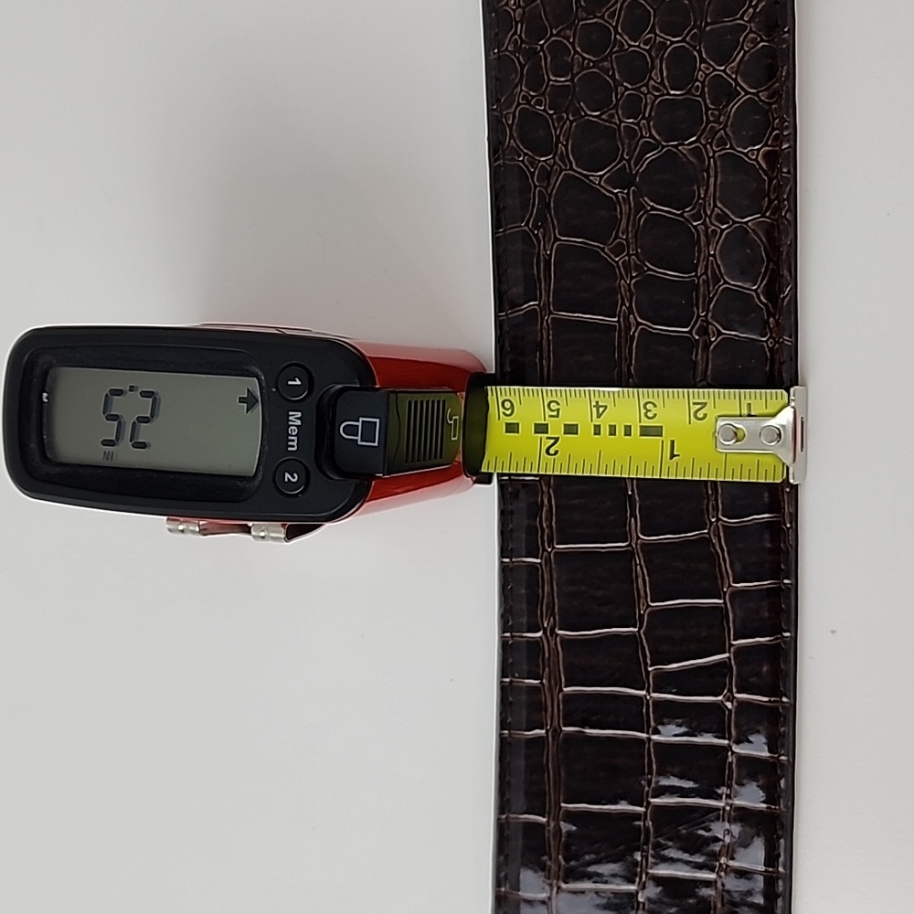 Betsy Johnson Genuine Leather Wide Faux Croc Belt Brown Size M/L - Picture 11 of 16